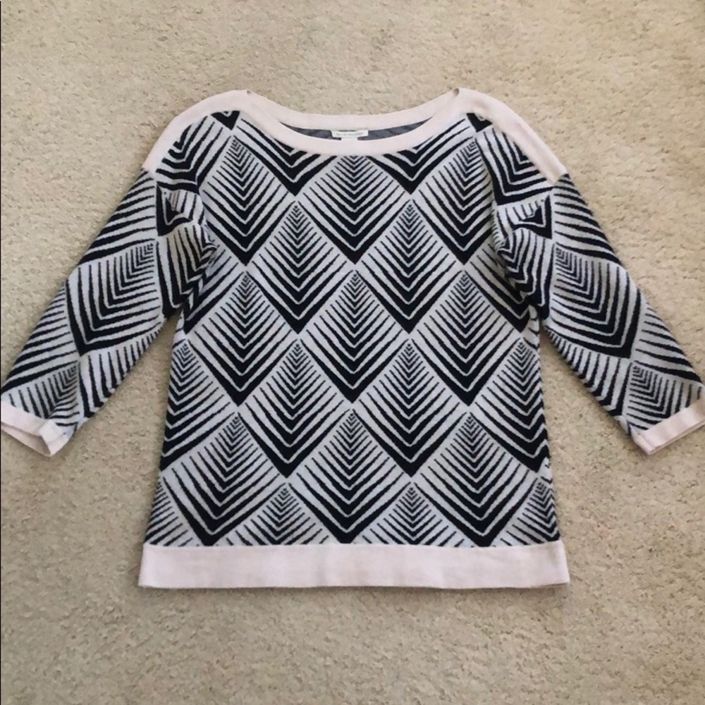 White + Warren black and white sweater